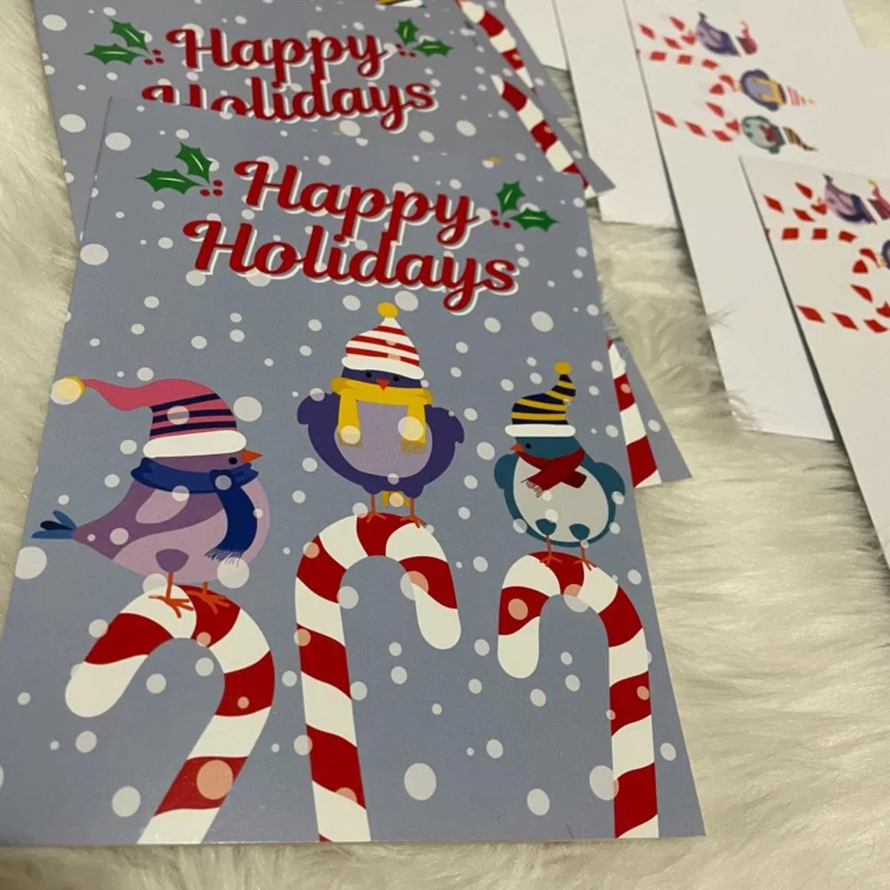 20 Holiday cards bundle (w/ designed envelopes& Matching seal & to from stickers